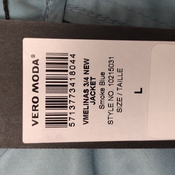 Vero Moda 3/4 length lightweight lined Coat light blue belted waist size L NWOT - Picture 12 of 12